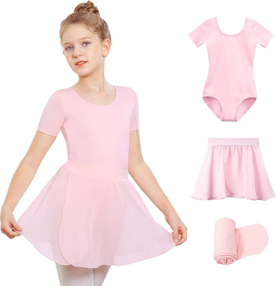 Stelle Girls Ballet Leotards Dance Outfits with Skirt and Footed Tights | Amazon (US)