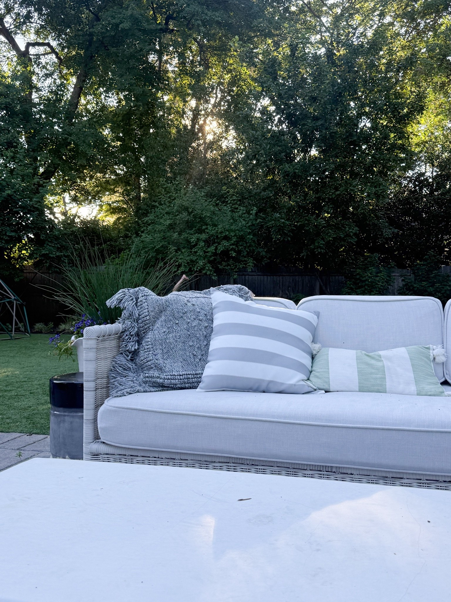 The prettiest summer evening. Our outdoor sofa, throw pillows and coffee table all linked!

#LTKSaleAlert #LTKHome #LTKSeasonal