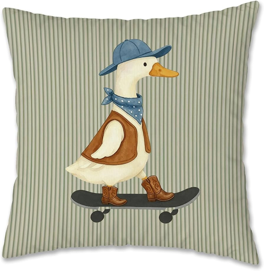 Western Cowboy Goose Pillow Cover 18x18, Goose Nursery Decor, Sage Green Striped Southwest Cowboy... | Amazon (US)