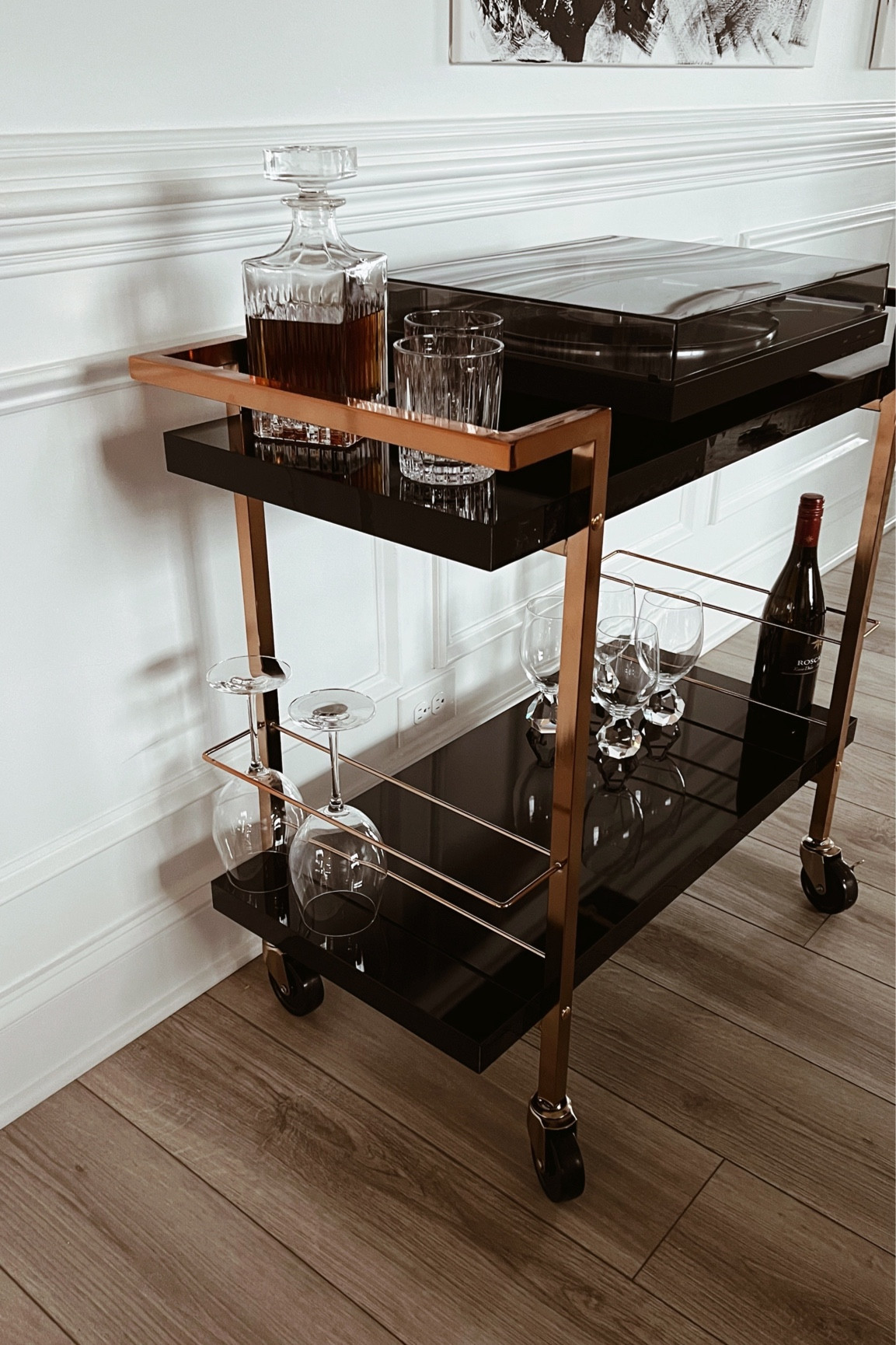 The newest additions ( record player and bar cart) to our dining room make for a sleek and sexy vibe! 

#LTKFind #LTKU #LTKhome