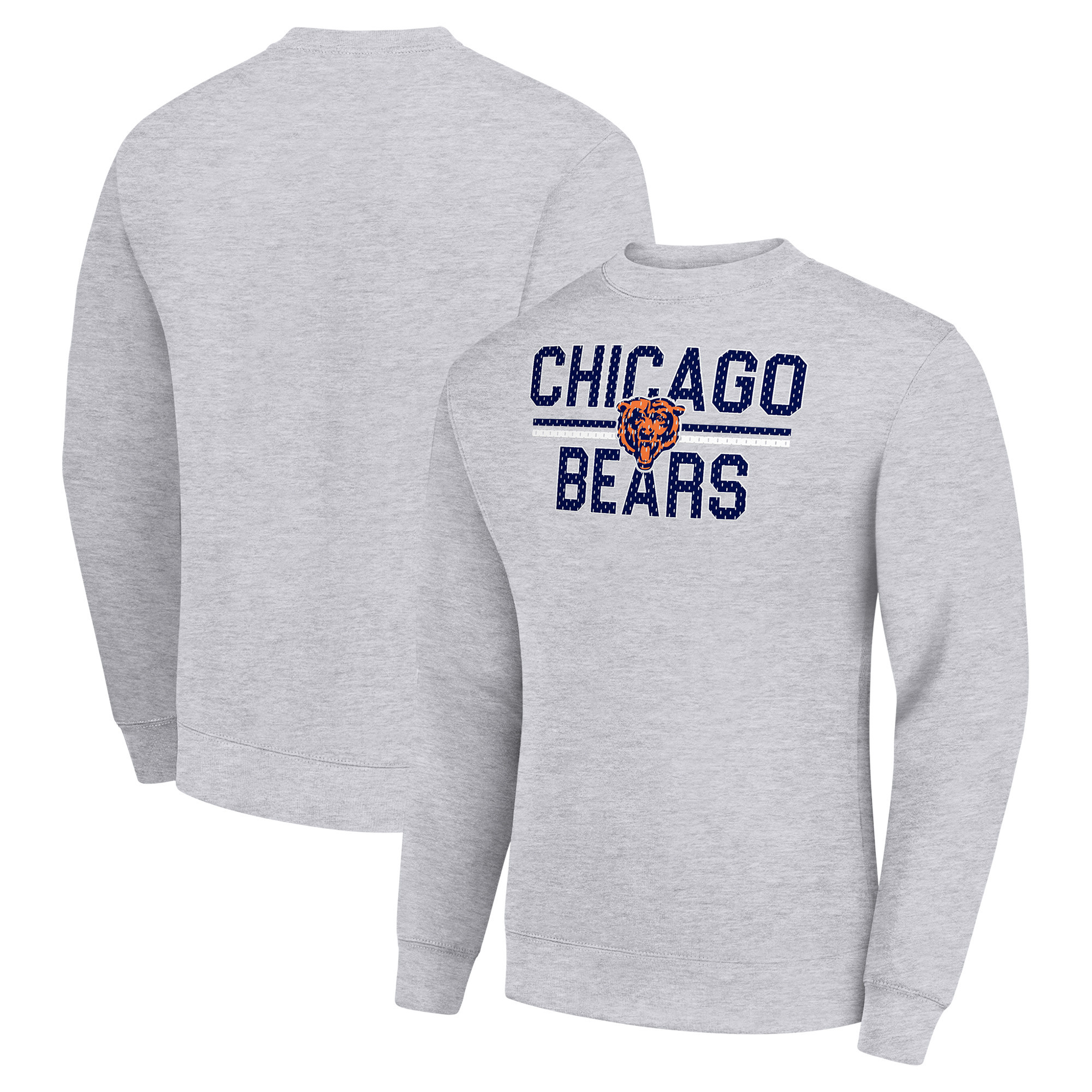 Men's Starter Heather Gray Chicago Bears Team Mesh Print Graphic Pullover Sweatshirt | Fanatics