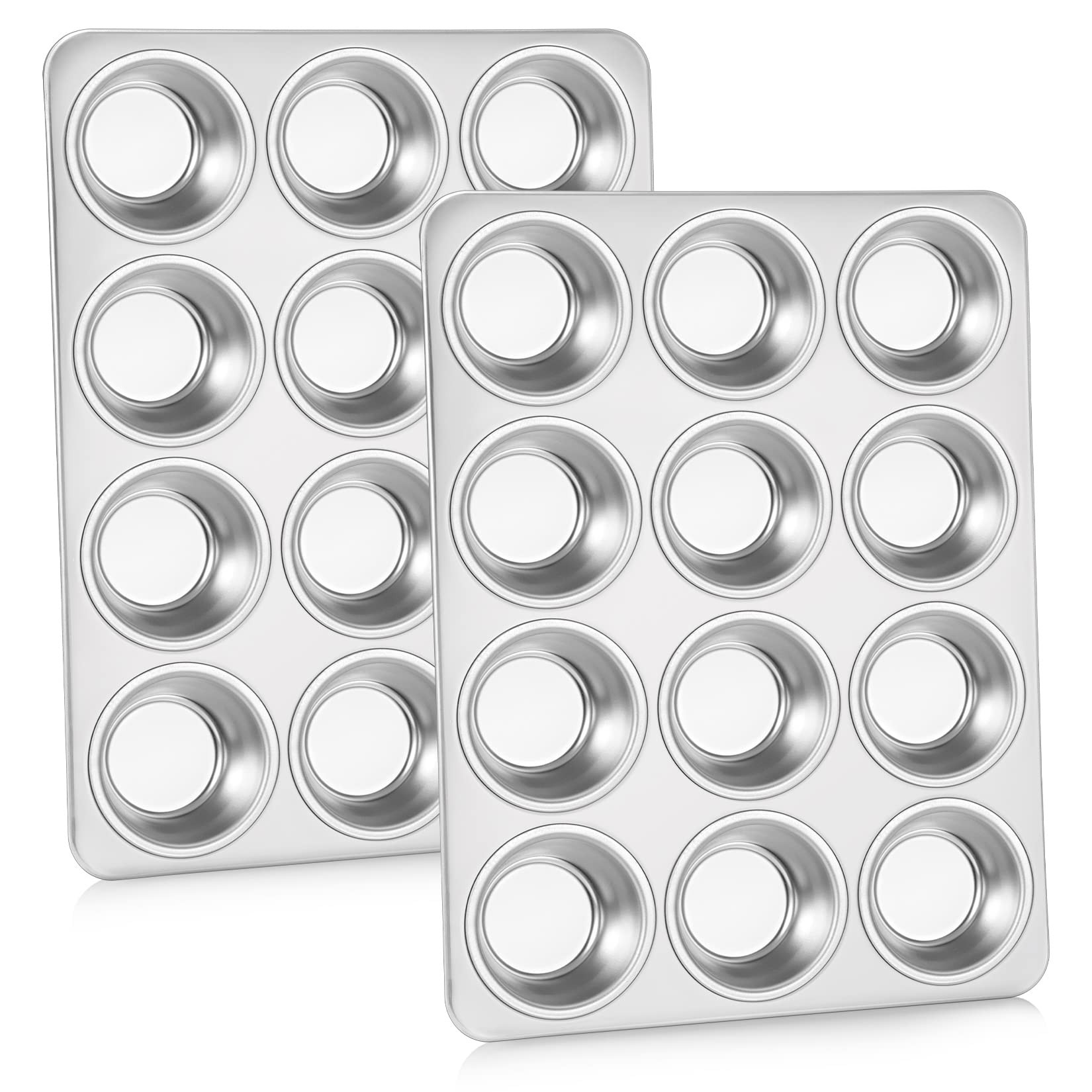P&P CHEF Muffin Pan Cupcake Baking Pan Set, Stainless Steel Muffin Tin Tray for Mini Cake Tart Qu... | Amazon (US)
