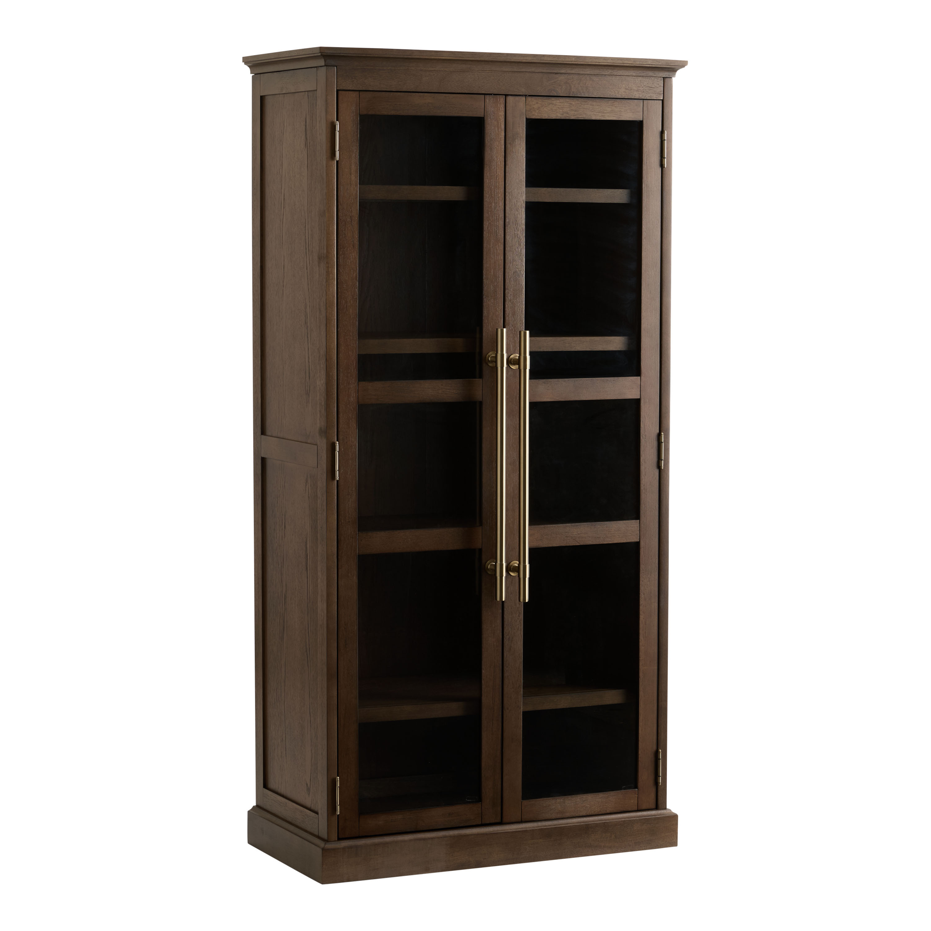 Bedford Tall Burnished Walnut and Glass Display Cabinet | World Market