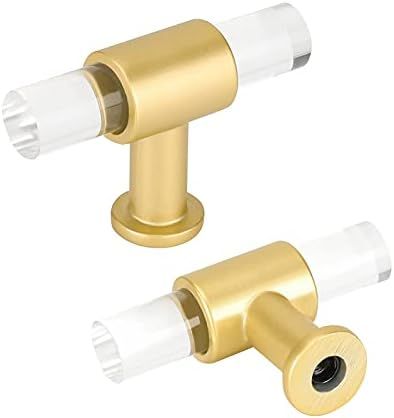 goldenwarm 10 Pack Gold Cabinet Knobs Acrylic Drawer Knobs Brushed Brass Drawer Knobs Clear Acrylic  | Amazon (US)