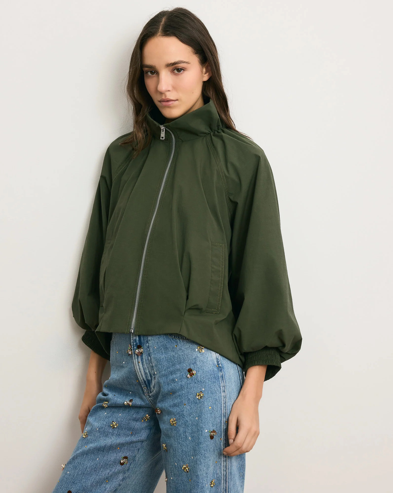 Veronica Beard Circe Bubble Jacket Army | Veronica Beard
