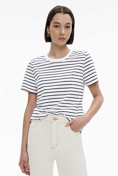 Stripe Staple Cotton Crew | Witchery (AU)