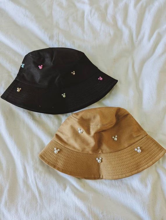 You Choose Colors Mickey Pearl Bucket Hat. Brown or Black Hat - Etsy | Etsy (US)