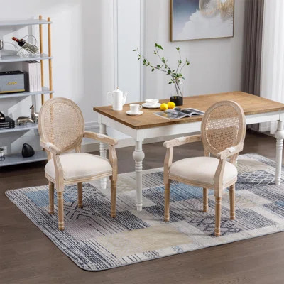 French Vintage Upholstered Fabric Dining Armchair, Set Of 2 | Wayfair North America