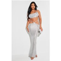 Shape Silver Glitter Textured Tie Waist Maxi Skirt | PrettyLittleThing US