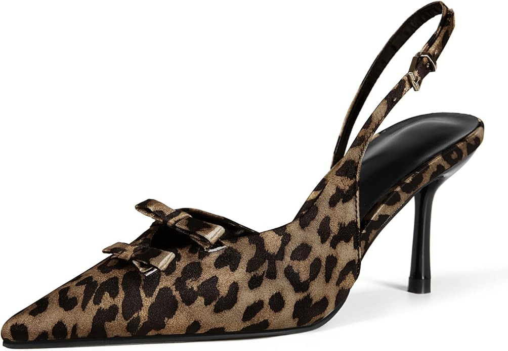 baobeijiadao Womens Pointed Toe Pumps Slingback Bow Stiletto Heels Closed Toe Heeled Sandals Slip... | Amazon (US)