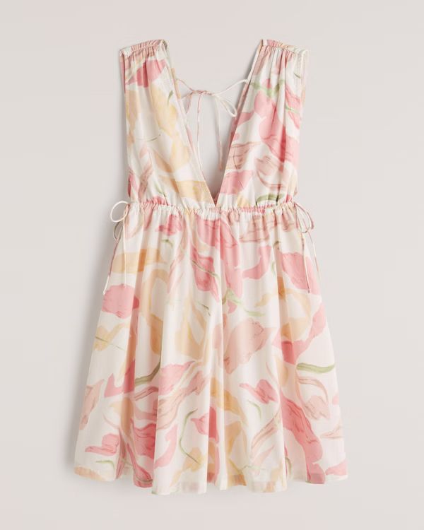 Poplin V-Neck Mini Dress | Abercrombie & Fitch (US)