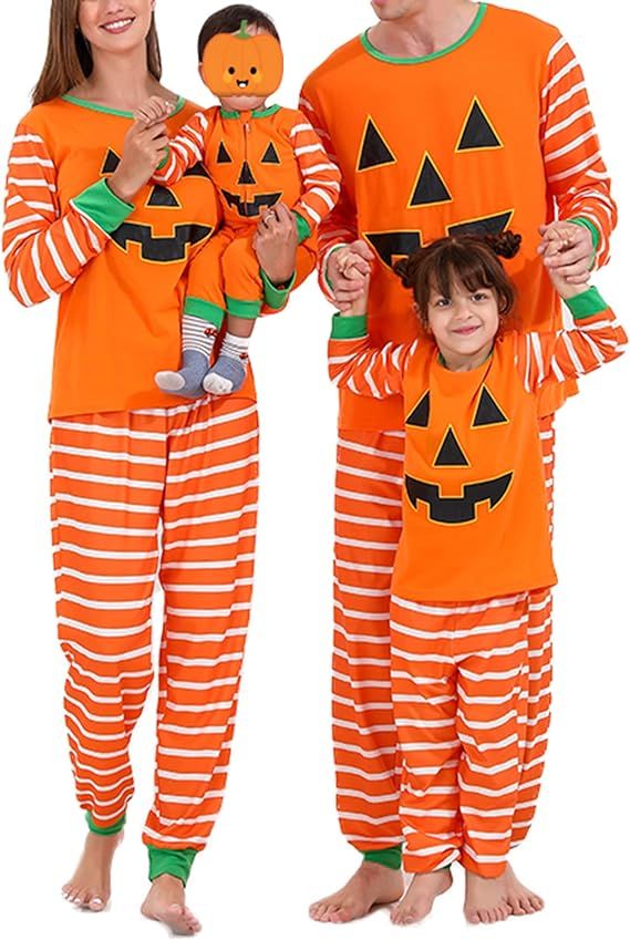 Family Pajamas Matching Sets Halloween Pumpkin Sleepwear for Baby Adults and Kids Holiday PJS Set | Amazon (US)