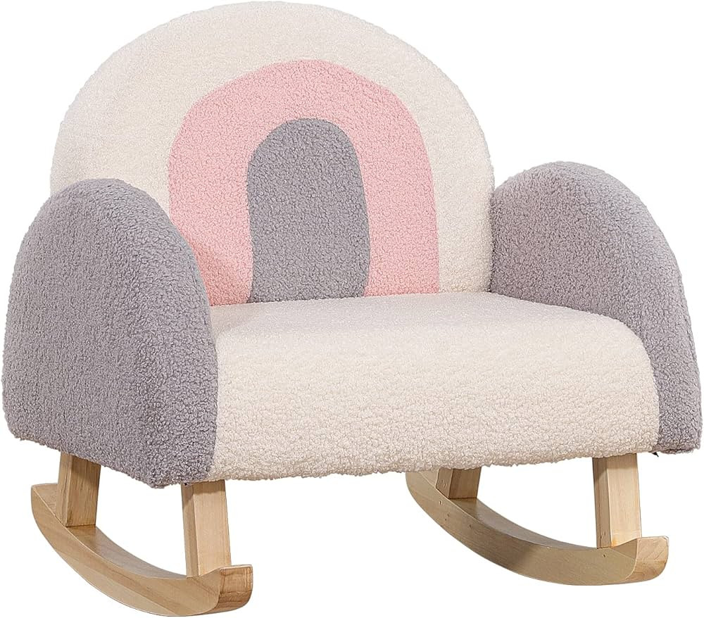 Dripex Childrens Rocking Chair, Upholstered Child Rocker, Kids Rocking Armchair with Solid Wood L... | Amazon (US)