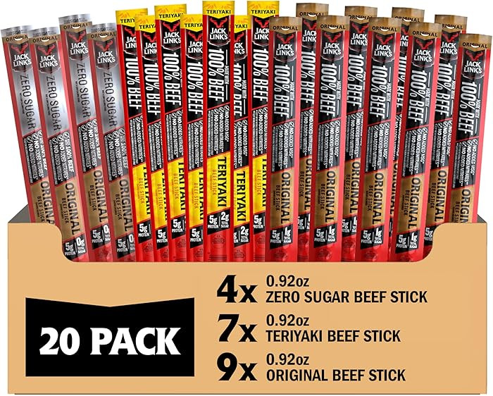 Jack Link's Beef Jerky Sticks Variety Pack - Original, Teriyaki & Zero Sugar - Made with 100% Rea... | Amazon (US)