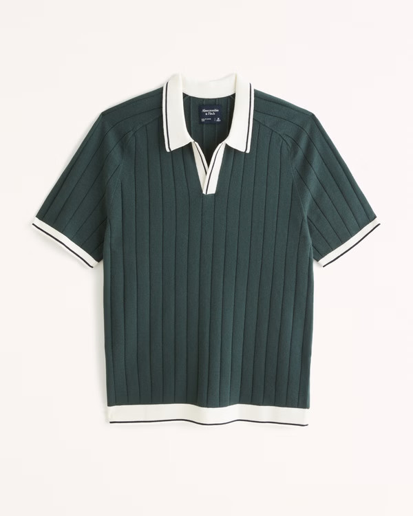 Men's Tipped Johnny Collar Sweater Polo | Men's New Arrivals | Abercrombie.com | Abercrombie & Fitch (US)