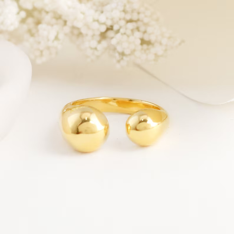 Double Ball Ring, Ball Ring, Open Ball Ring, Open Cuff Ring, Ball Ring, 925 Sterling Silver Heavy... | Etsy (US)