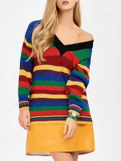 V Neck Striped Sweater | ZAFUL (Global)
