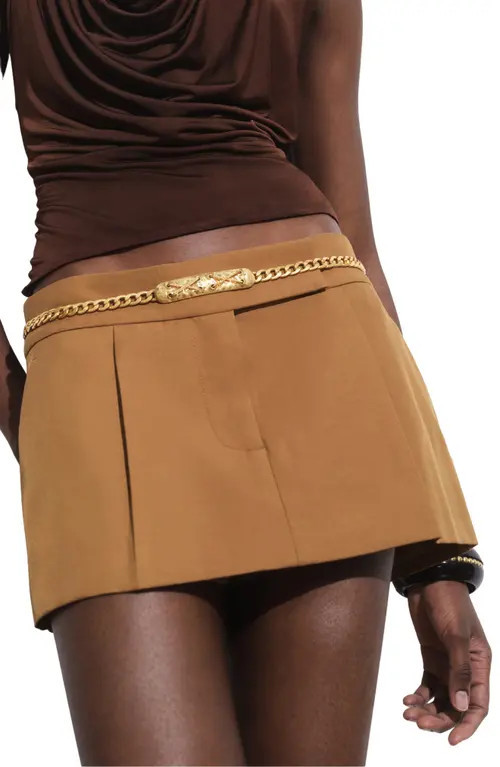 MANGO Pleated Skort in Medium Brown at Nordstrom, Size 4 | Nordstrom