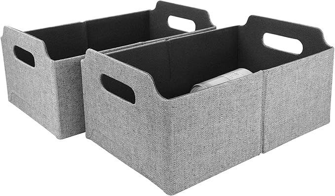 LA JOLIE MUSE Large Storage Basket Box Set of 2, Fabric Collapsible Storage Bin with Handles, Wat... | Amazon (UK)