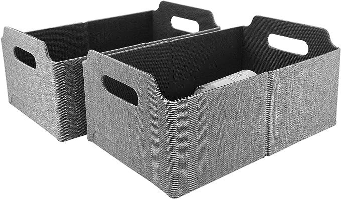 LA JOLIE MUSE Large Storage Basket Box Set of 2, Fabric Collapsible Storage Bin with Handles, Wat... | Amazon (UK)