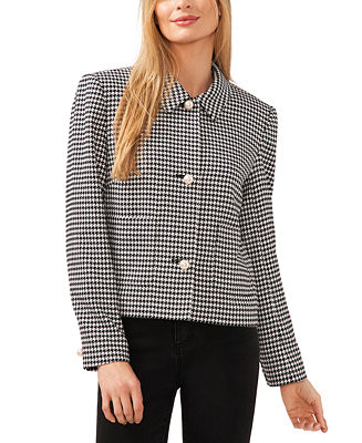 CeCe Women's Cropped Houndstooth Blazer - Macy's | Macy's