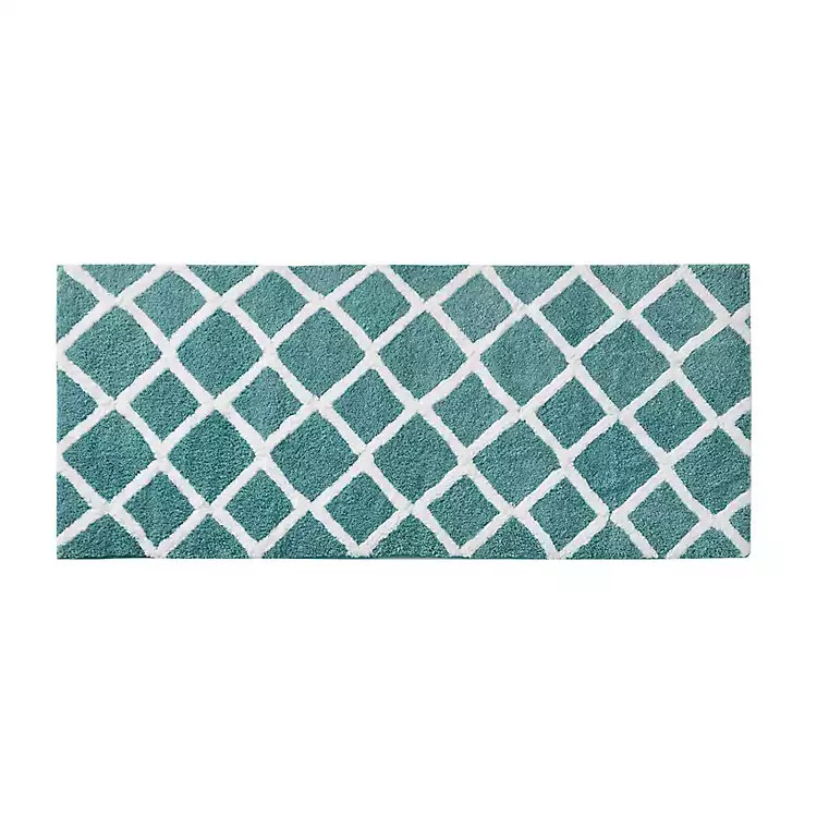 Green Geometric Pattern Reversible Bath Mat, 60 in | Kirkland's Home