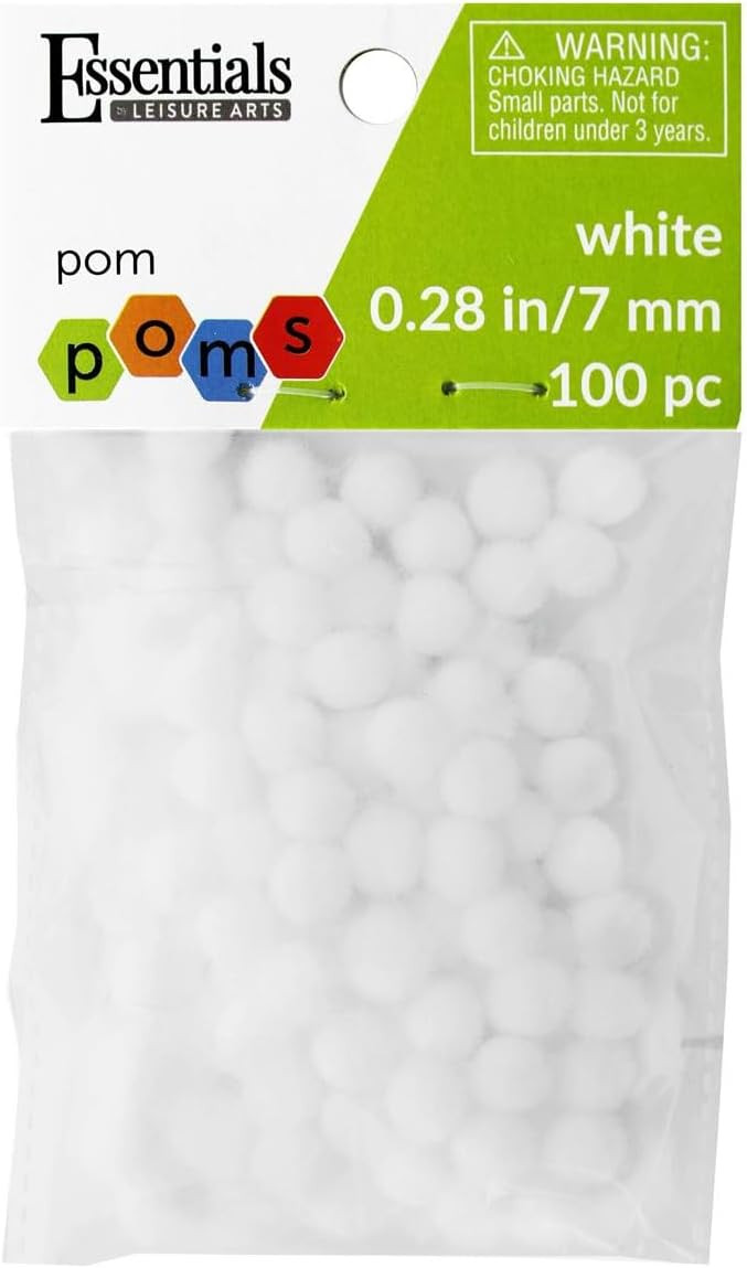 Essentials By Leisure Arts Pom Poms - White - 7Mm 100 Piece Pom Poms Arts and Crafts White Pompom... | Amazon (US)