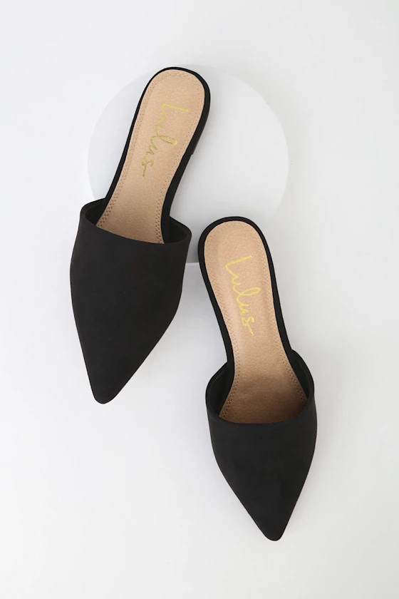 Lorena Black Suede Pointed Toe Slides | Lulus (US)