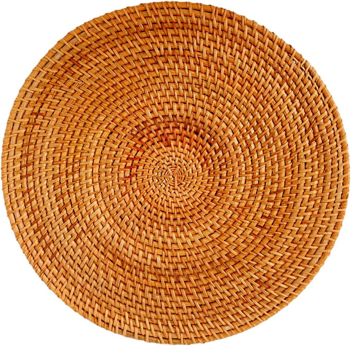 Rattan Woven Coaster Pot Mat - Heat Resistant Tableware Pad for Kitchen,Western Restaurant,Tea Set,Home Dining Room Tabletop Storage, Circular, Elliptical (Round) | Amazon (US)