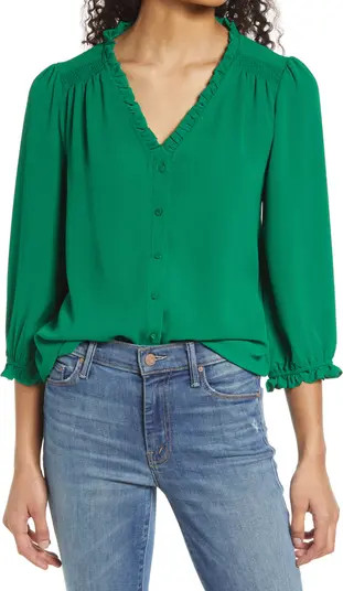 Ruffle V-Neck Blouse | Nordstrom