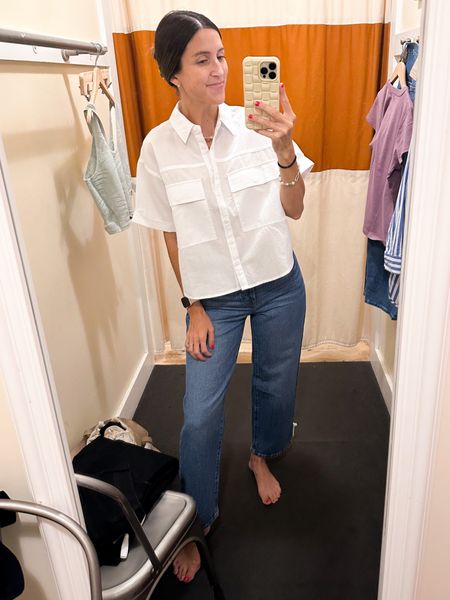Obsessed with these Madewell jeans! Perfect Vintage Wide Leg Crop Jean Size one size down. I’m 5’4” wearing size 25.

Love this utility shirt! Wearing XS  

#LTKFind #LTKunder100