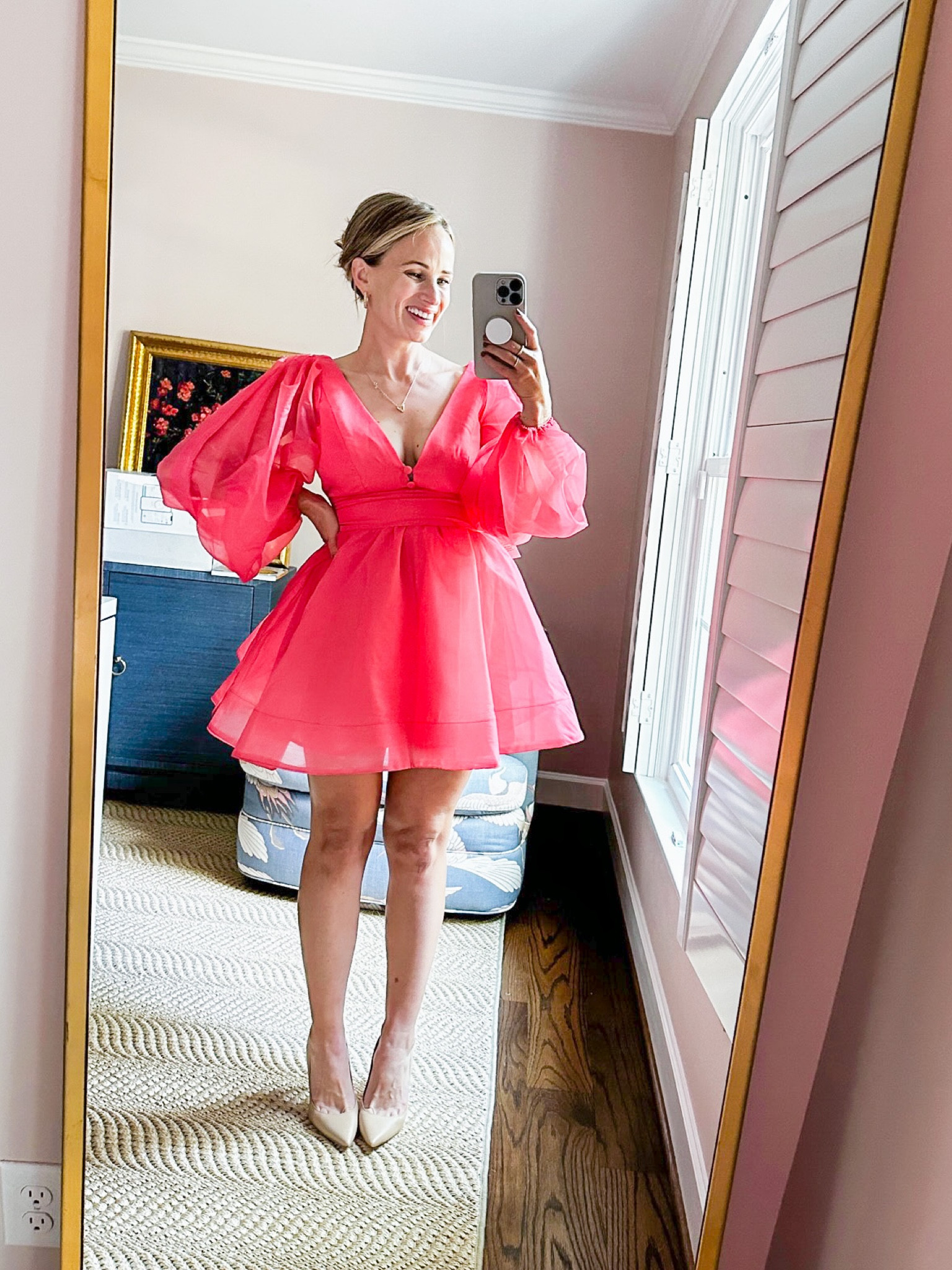 TeriLyn Adamas ordered this pink (melon!) colored mini dress to see if it would be a good option for a wedding guest dress and would definitely say YES! It’s the Eva Long Sleeve Organza Minidress and she snagged it from Nordstrom. TeriLyn Adams has a 19 week baby bump, so it won’t fit for long, but if you don’t have a growing bump, this would be such a fun option. #weddingguestdress #partydress 

#LTKSeasonal #LTKparties #LTKwedding