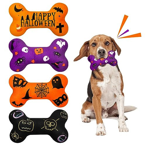 Lepawit Halloween Dog Toys Plush 4Pack Dog Squeaky Toys Interactive Fetching Dog Toys Stuffed Toy Suitable for Medium and Large Dogs | Amazon (US)