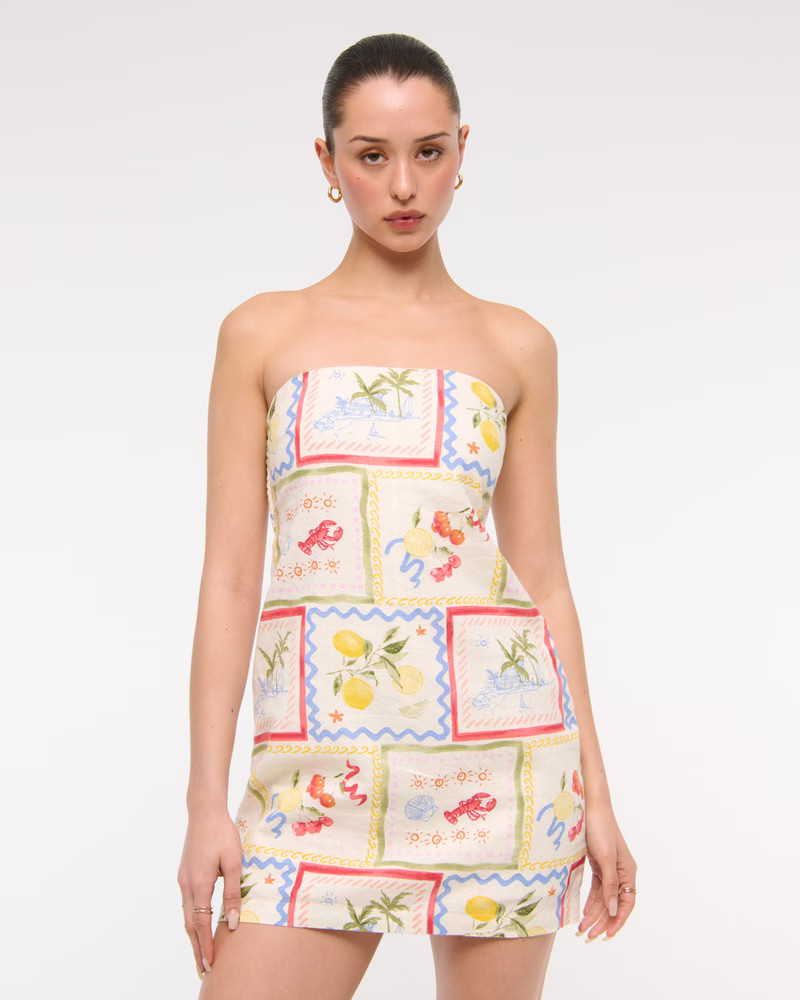 The A&F Scarlett Strapless Linen-Blend Skort | Abercrombie & Fitch (US)