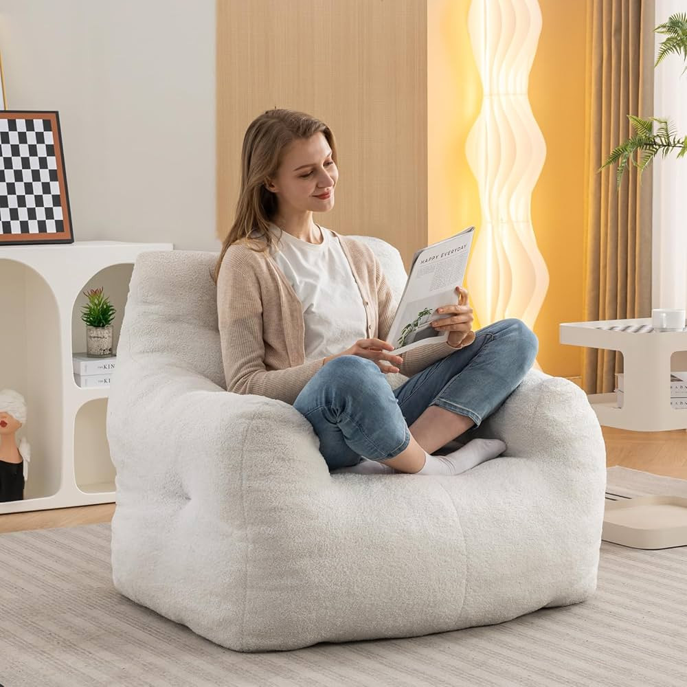 Bean Bag Chair for Adults, Giant Bean Bag Sofa Chair with Armrests, Teddy Plush Lazy Sofa Comfy C... | Amazon (US)