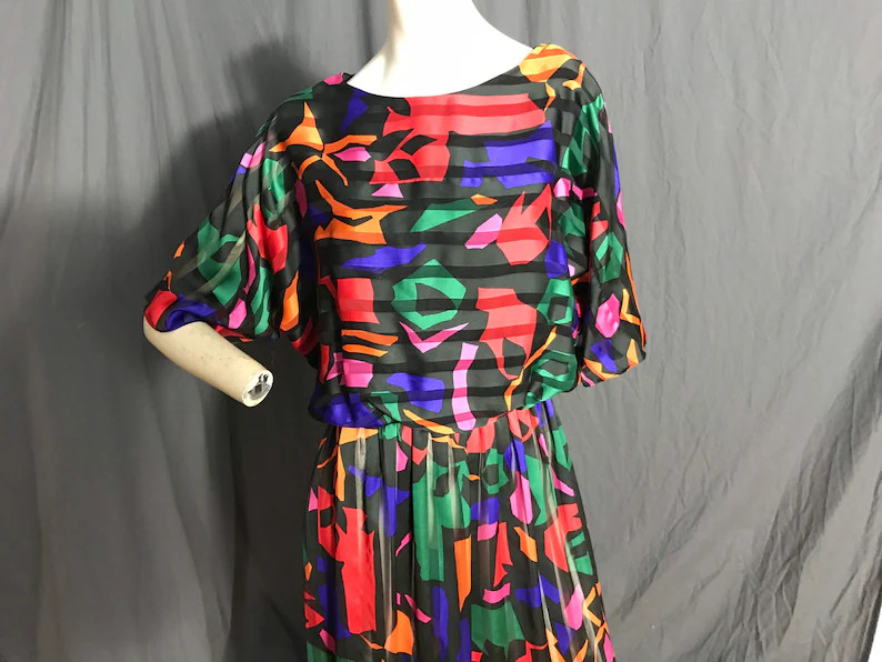 Vintage 1980\u2019s R&K originals sheer mod dress L | Etsy (Global)