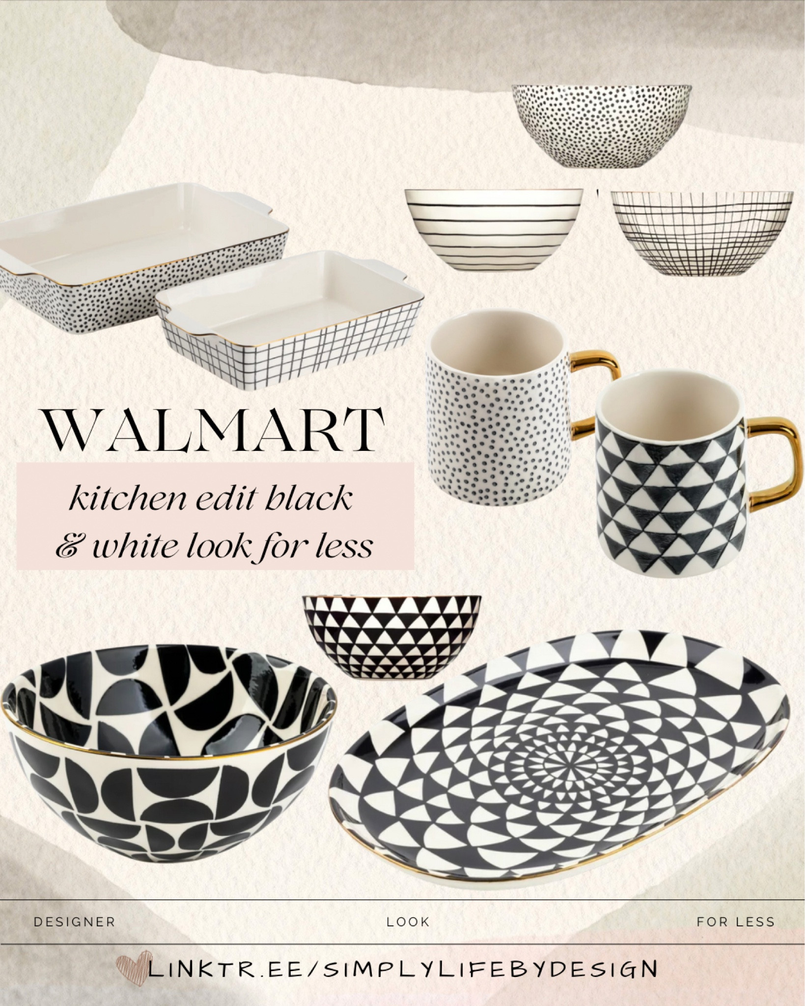 Wal-Mart Thyme & Table black and white kitchen edit. Oval serving platter, retro mixed serving bowl, stoneware mugs, rectangular printed baking dishes. All beautiful and affordable finds for your home!

#LTKsalealert #LTKstyletip #LTKhome