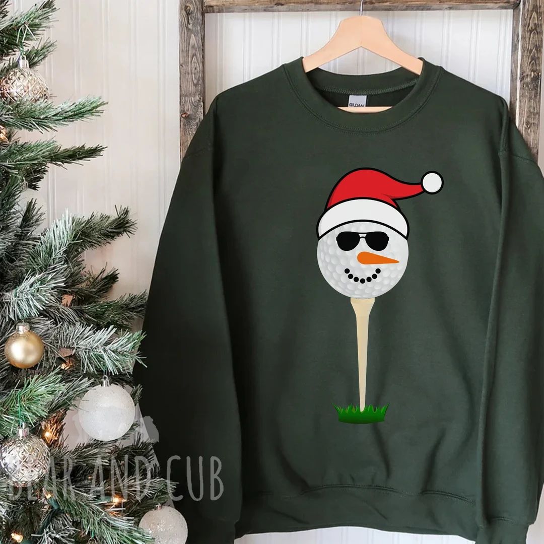 Golf Ball Snowman Sweatshirt, Christmas Sweater, Ugly Christmas Sweater, Christmas Gift for Golfe... | Etsy (US)