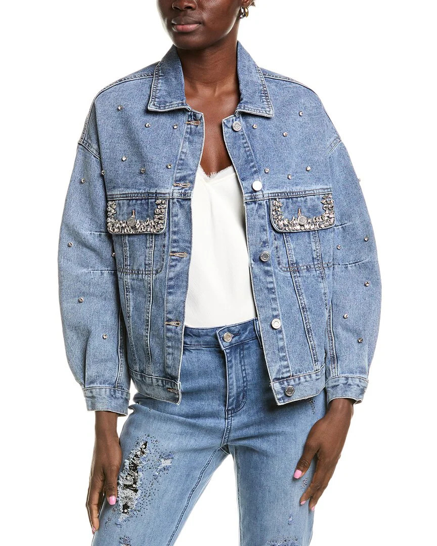 Joseph Ribkoff Crystal Embellished Denim Jacket | Shop Simon