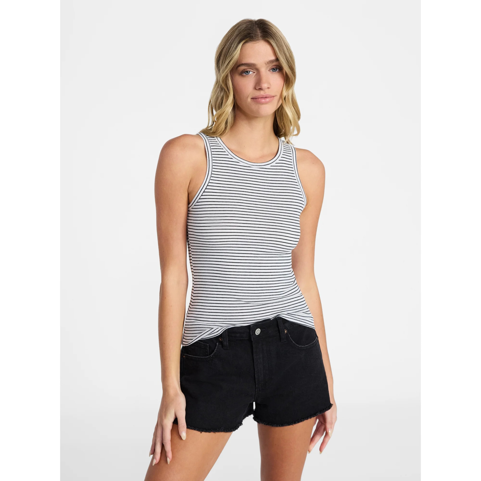 No Boundaries Ribbed High Neck Tank Top, Women's XXS-XXL | Walmart (US)