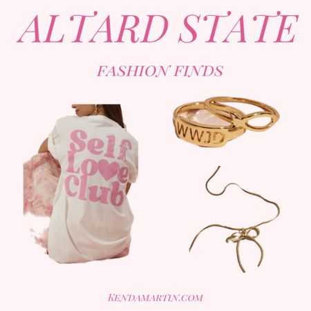 Altar’d State tees, self love club tee, Jesus ring, and dainty gold bow necklace, women’s jewelry, and rings.

#LTKstyletip #LTKSeasonal #LTKmidsize