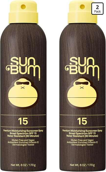 Sun Bum Original SPF 15 Sunscreen Body Spray - Broad Spectrum Moisturizing Sunscreen with Vitamin E - Hawaii 104 Act Compliant (Made without Octinoxate & Oxybenzone) - 6 oz (Pack of 2) | Amazon (US)