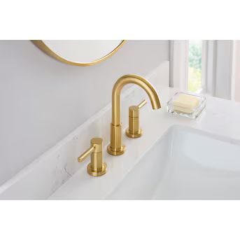 allen + roth Harlow Brushed Gold Widespread 2-handle WaterSense Bathroom Sink Faucet with Drain (... | Lowe's