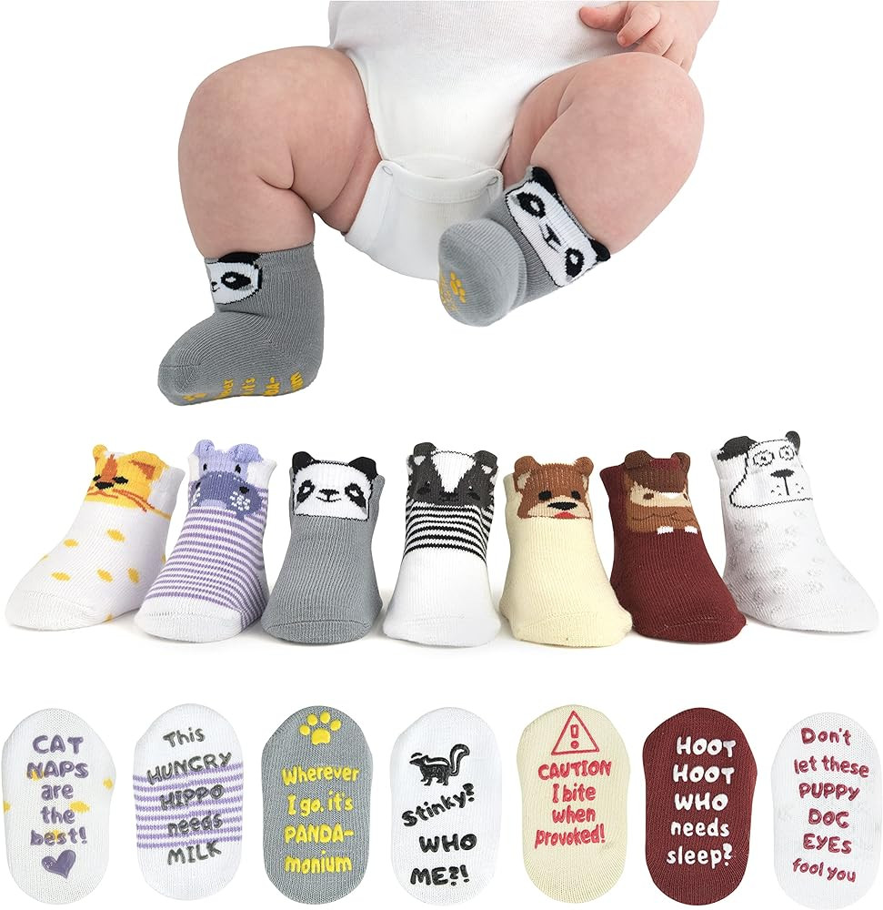 ZIRI & ZANE Baby Sock Gift Set - 7 Unique Pairs, Cute & Funny Unisex Newborn Gifts for Baby Showe... | Amazon (US)