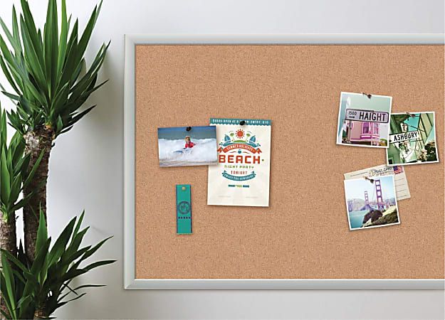 U Brands® Cork Bulletin Board, 72" x 48", Aluminum Frame With Silver Finish | Office Depot and OfficeMax 
