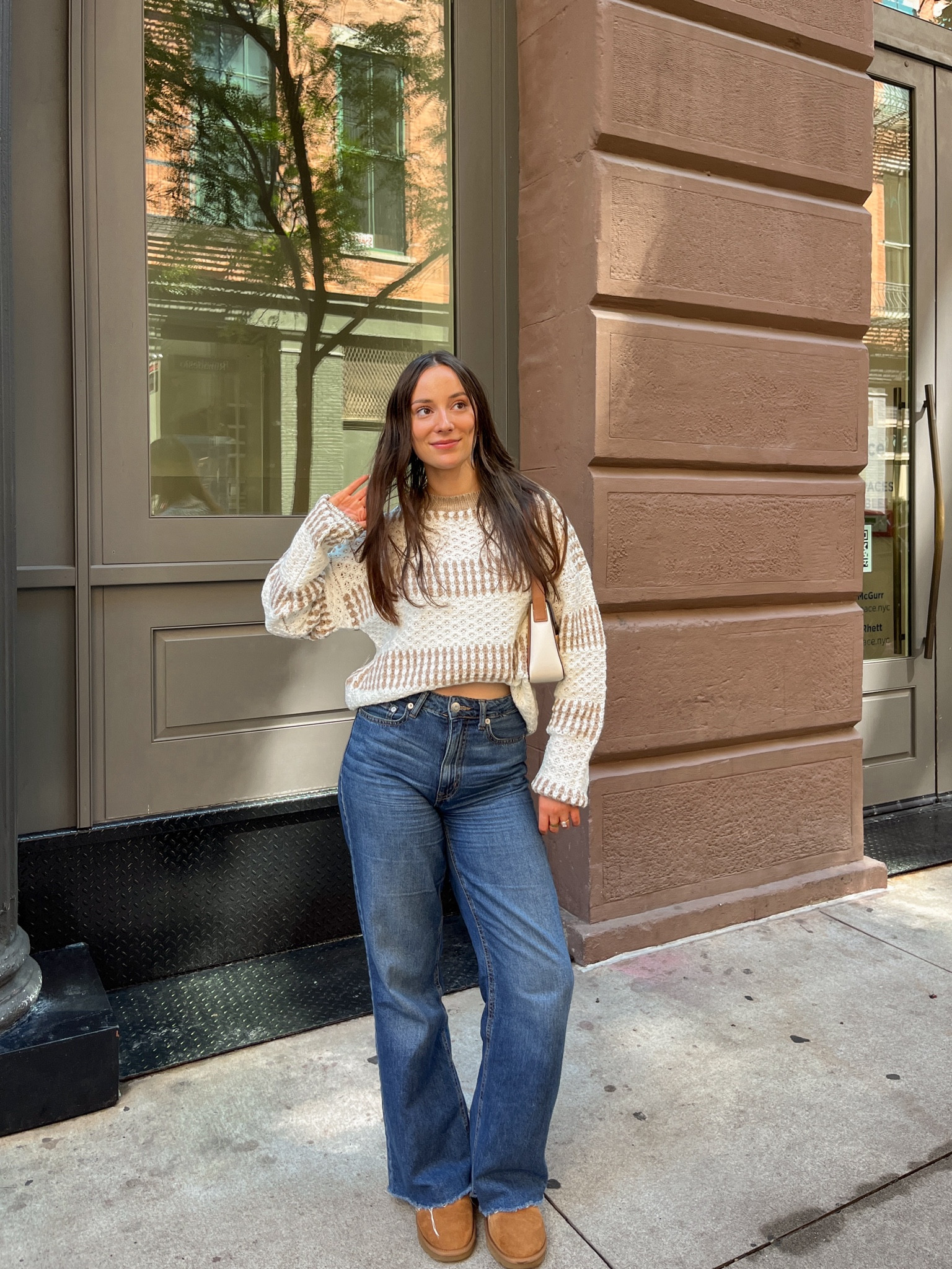 nyc outfit, nyc fashion, nyc night outfits, nyc fall outfit, nyc fall, nyc style, fall fashion, fall 2024, fall shoes, fall outfit ideas, fall transition outfits, fall outfits 2024, early fall ootd, pinterest aesthetic, Pinterest outfit, outfit ideas, outfit inspo, outfit inspiration, ootd inspo, casual style, casual outfit ideas, everyday outfit, Fall outfit, fall outfits, jeans, denim, fall basics, fall staples, pullover sweater, drop shoulder sweater, striped sweater, brown and white striped sweater, brown and white sweater, grey bandit sweater, jeans women, jeans outfits, jeans and a nice top, wide leg jeans, high waisted jeans, high waist jeans, casual outfits, casual fall outfit,