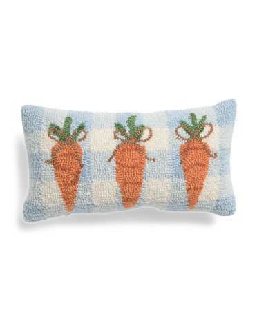 9X16 Hooked Carrots Gingham Pillow, Polyester | TJ Maxx
