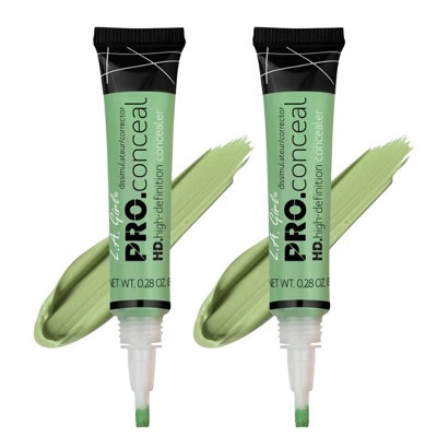 LA Girl HD PRO Conceal Concealer (GREEN CORRECTOR GC992) L.A. Smooth & Bendable Formula | Crease Resistant | Full Natural Coverage (PACK OF 2) | Target