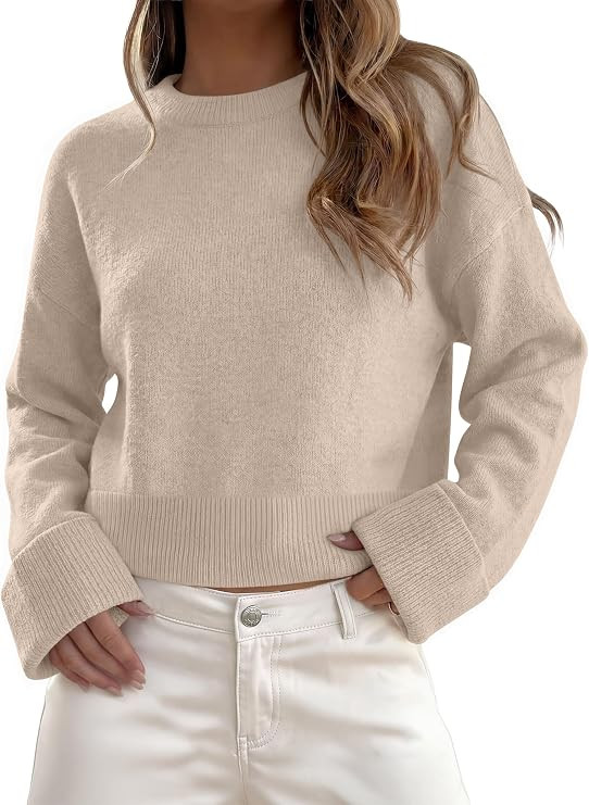 ANRABESS Sweaters for Women Cropped Fall Lightweight Pullover | Amazon (US)