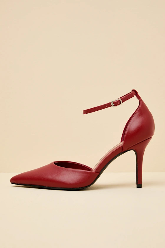 Acrux Burgundy Pointed-Toe Ankle Strap Pumps | Lulus